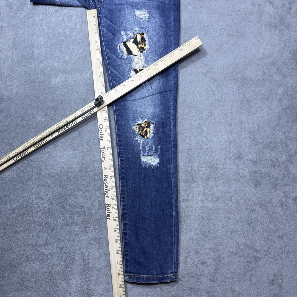 Judy Blue Jeans Womens 5/27 (27x29) Skinny Ankle Cheetah Patches Distressed USA - Picture 8 of 9